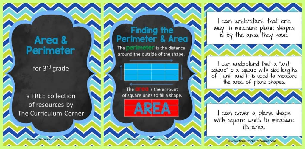 Area & Perimeter Collection of Resources for 3rd Grade FREE from The Curriculum Corner FREE!