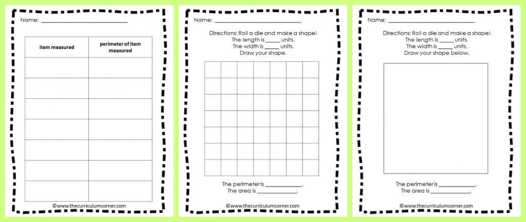 Area & Perimeter Collection of Resources for 3rd Grade FREE from The Curriculum Corner FREE resources!