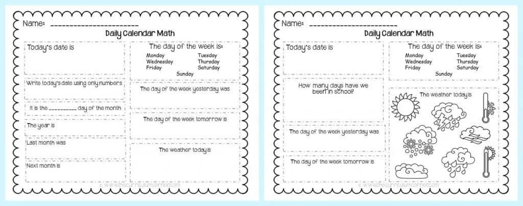 FREE Calendar Math Activities from The Curriculum Corner | calendar math journal | problem solving | anchor charts & more