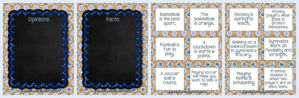 FREEBIE Collection! Fact & Opinion Practice Activities from The Curriculum Corner