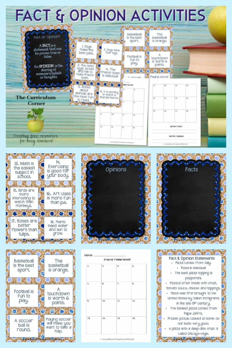 Fact & Opinion Practice - The Curriculum Corner 123