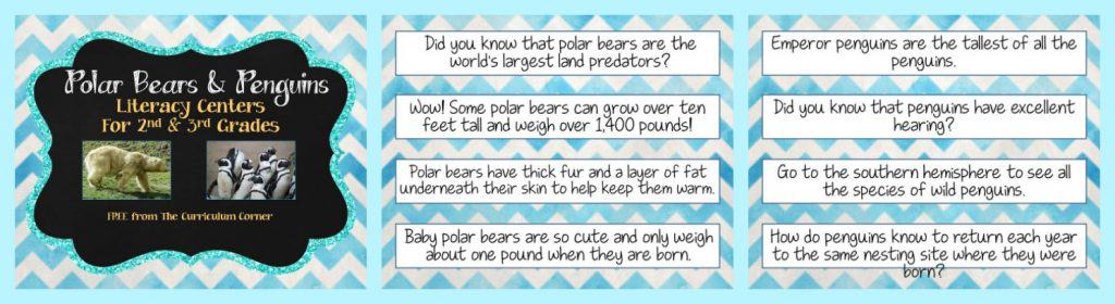 FREE Polar Bears & Penguins informational text literacy centers from The Curriculum Corner FREEBIE nonfiction