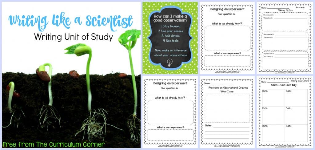 FREEBIE Writing Like a Scientist Unit of Study for Writing Workshop from The Curriculum Corner | Making Observations | Scientific Journals
