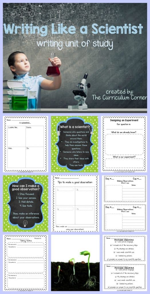 FREEBIE Writing Like a Scientist Unit of Study for Writing Workshop from The Curriculum Corner | writing workshop | units of study 