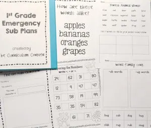 FREE 1st Grade Sub Plans from The Curriculum Corner | Emergency Sub Plans