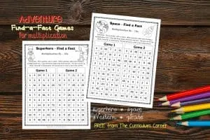 FREE Adventure Find a Fact Multiplication Games from The Curriculum Corner