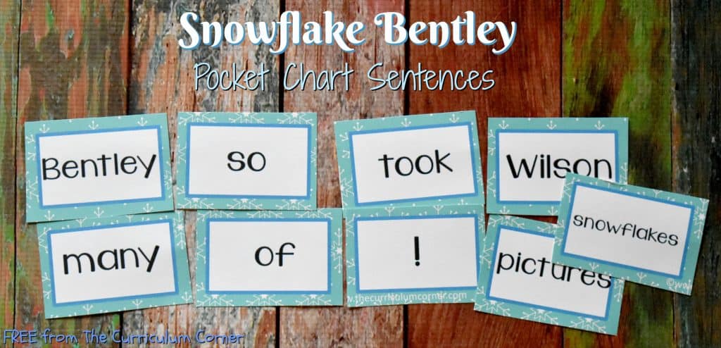 FREE Snowflake Bentley Book Study from The Curriculum Corner | Pocket Chart Scrambled Sentences