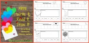 FREE Write It, Read It, Draw It Literacy Centers for Valentine's Day from The Curriculum Corner