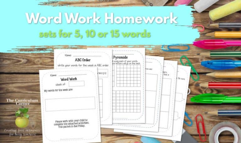 all the words for homework