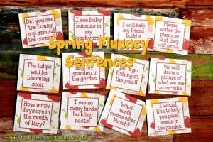 FREE Spring Fluency Sentences part of our Spring Fling Math & Literacy Centers