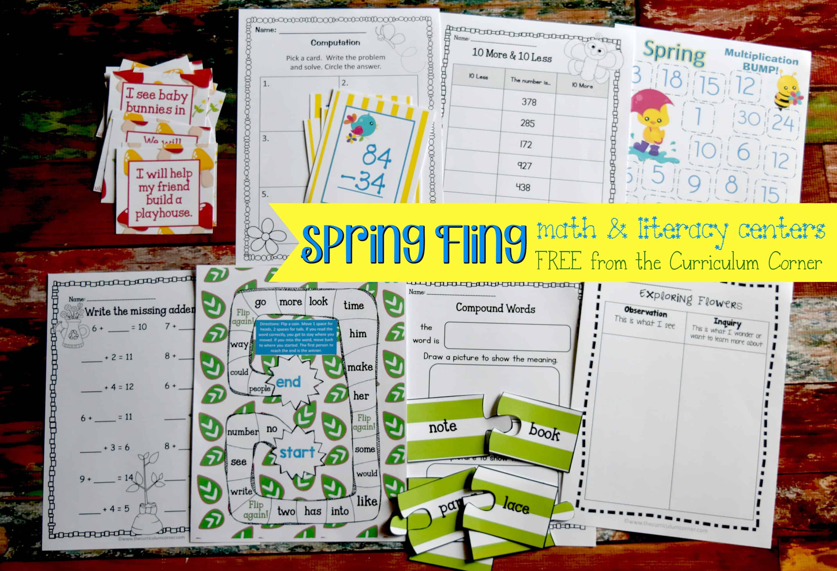 Spring Fling Math & Literacy Centers The Curriculum Corner 123