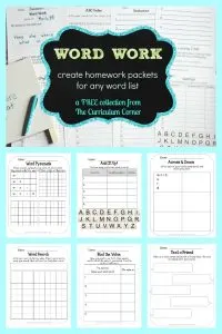 FREE Word Work for any Word List from The Curriculum Corner
