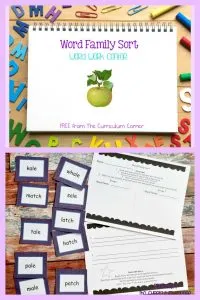 FREE Word Family Word Work Center | literacy centers