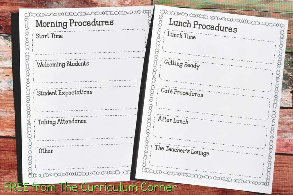 Editable Substitute Planning Binder The Curriculum Corner 123
