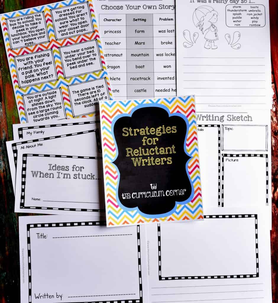 Strategies for Reluctant Writers with FREE Printables from The Curriculum Corner