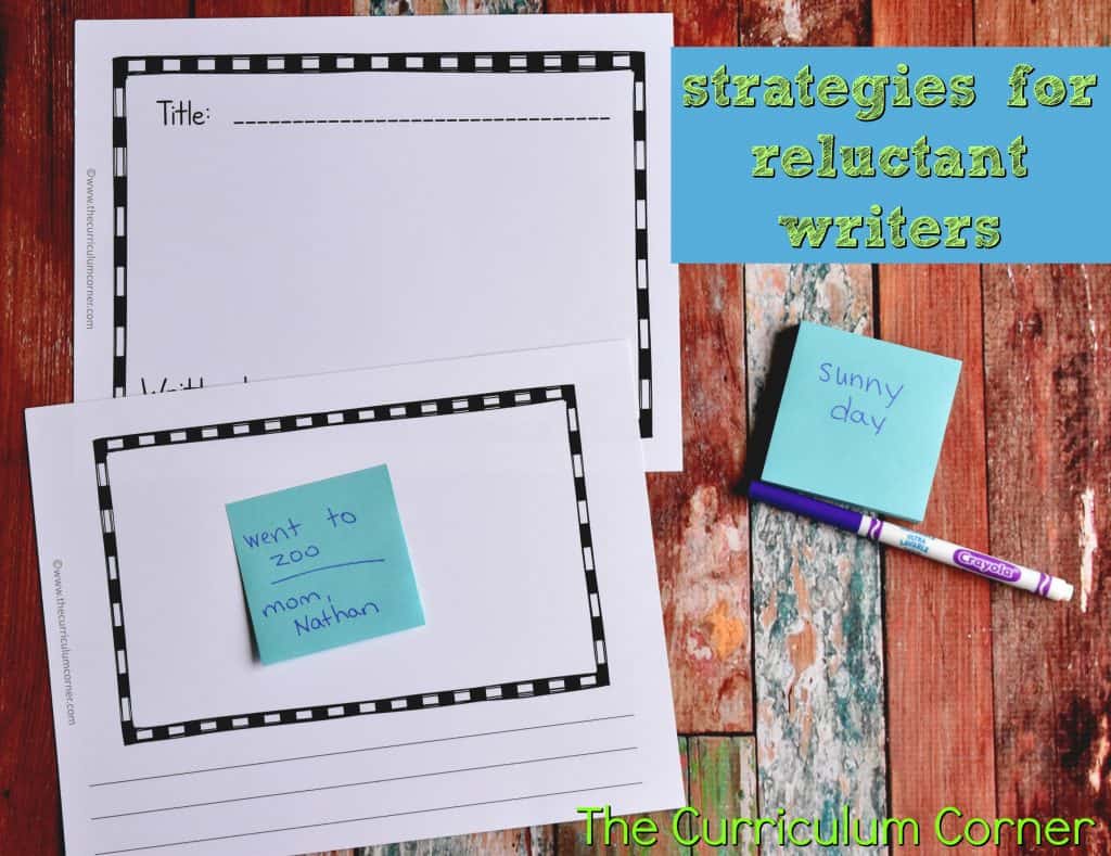Strategies for Reluctant Writers with FREE Printables from The Curriculum Corner 3
