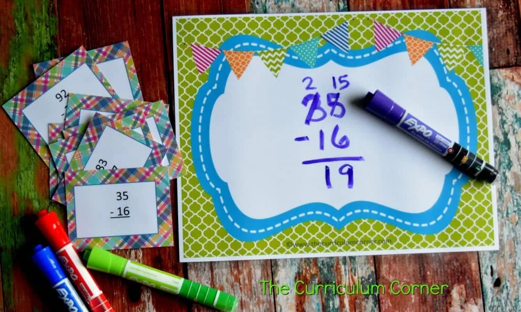 Subtraction & Addition Centers for Math Practice FREE from The Curriculum Corner 5