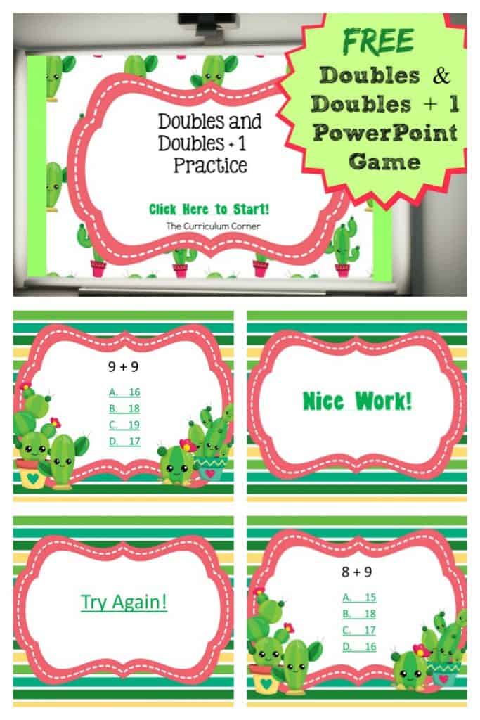 FREE Doubles and Doubles + 1 PowerPoint Game | Doubles Facts | The Curriculum Corner 5