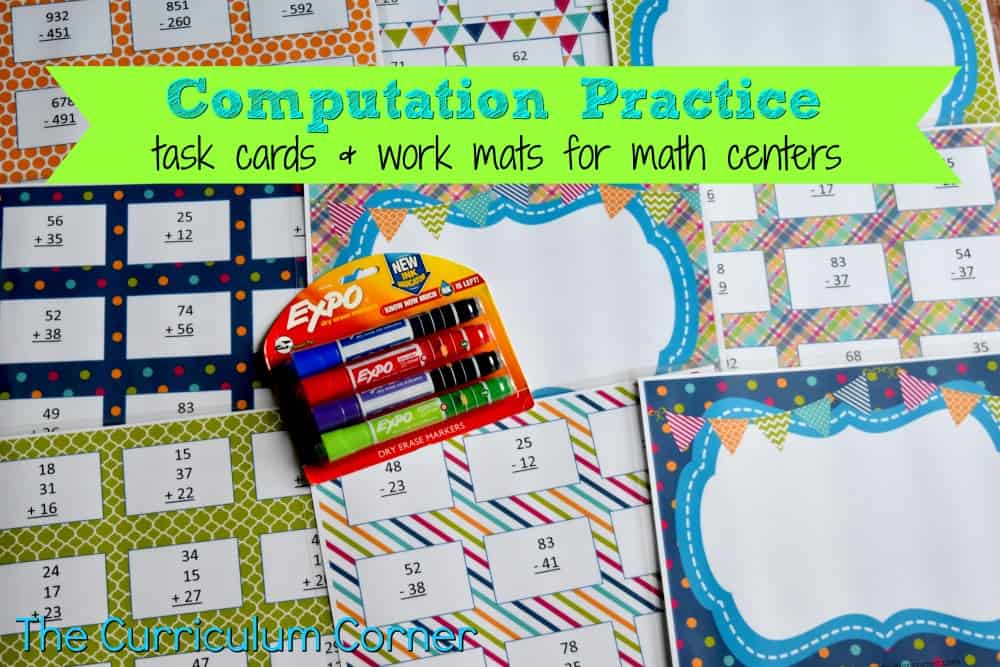 These computation centers contain task cards and work mats for free  computation practice in your classroom.