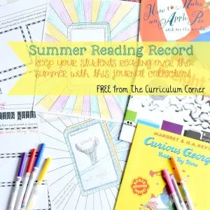 FREE Summer Reading Record Journal from The Curriculum Corner 5