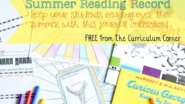 FREE Summer Reading Record Journal from The Curriculum Corner 5