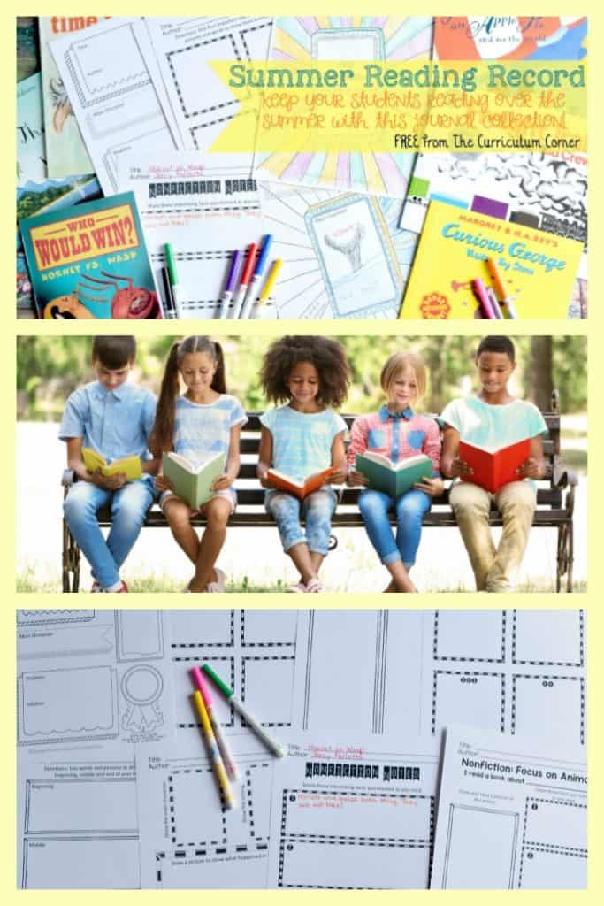 FREE Summer Reading Record Journal from The Curriculum Corner 6