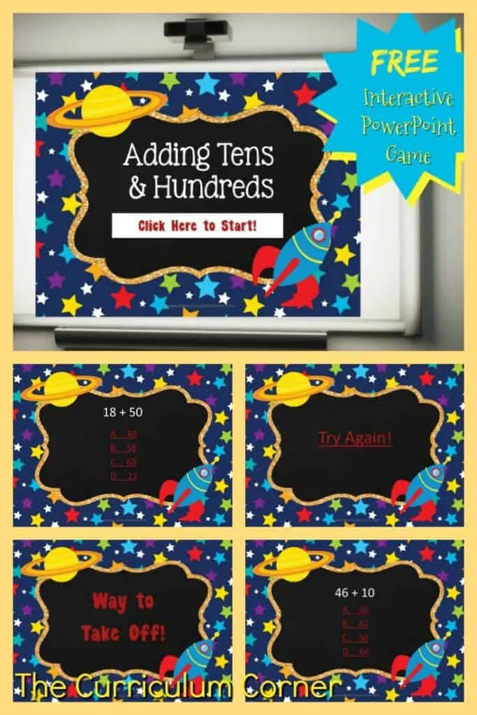 FREE Adding Tens & Adding Hundreds PowerPoint Game from The Curriculum Corner