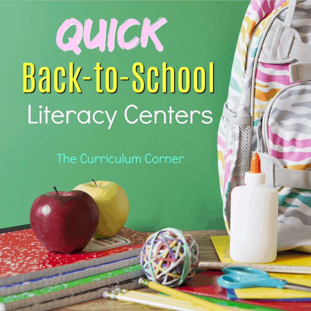 FREE Quick Back to School Literacy Centers from The Curriculum Corner 3