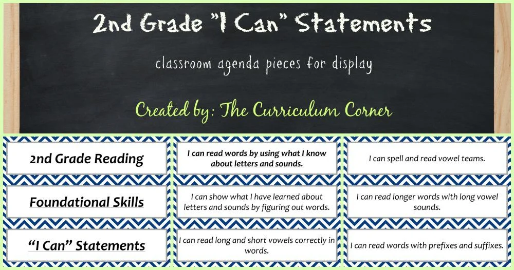 FREE 2nd Grade Kid Friendly Standards from The Curriculum Corner | NOT Common Core Many Resources Available | Agenda Pieces