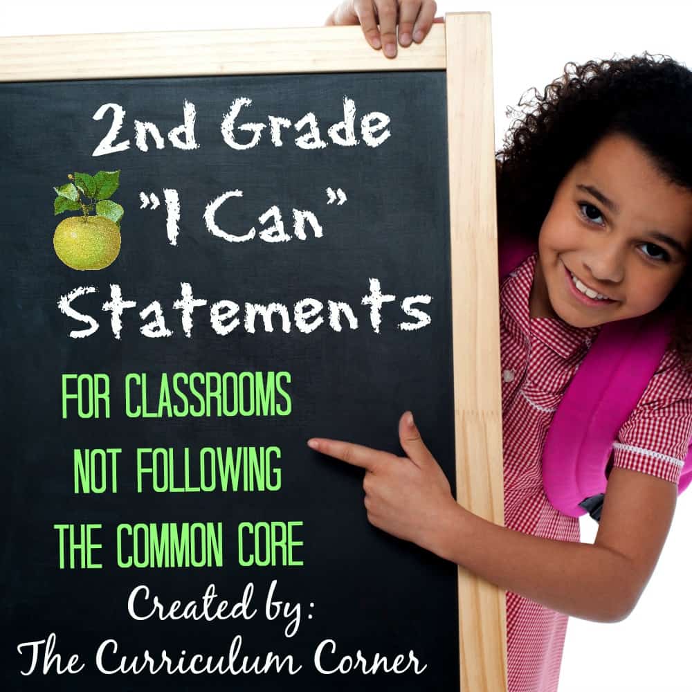 FREE 2nd Grade Kid Friendly Standards from The Curriculum Corner | NOT Common Core Many Resources Available