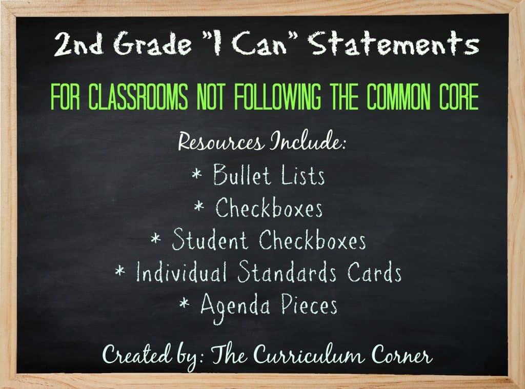 FREE 2nd Grade Kid Friendly Standards from The Curriculum Corner | NOT Common Core Many Resources Available 2