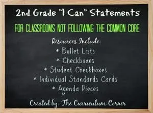 FREE 2nd Grade Kid Friendly Standards from The Curriculum Corner | NOT Common Core Many Resources Available 2