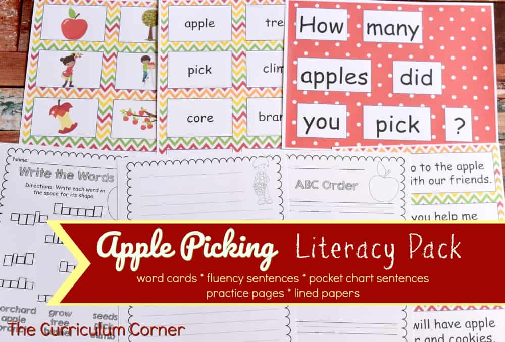 FREE Apple Picking Literacy Set from The Curriculum Corner