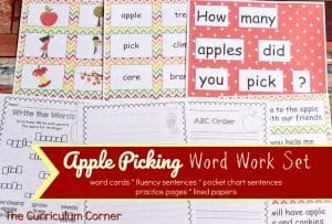 FREE Apple Picking Word Work from The Curriculum Corner