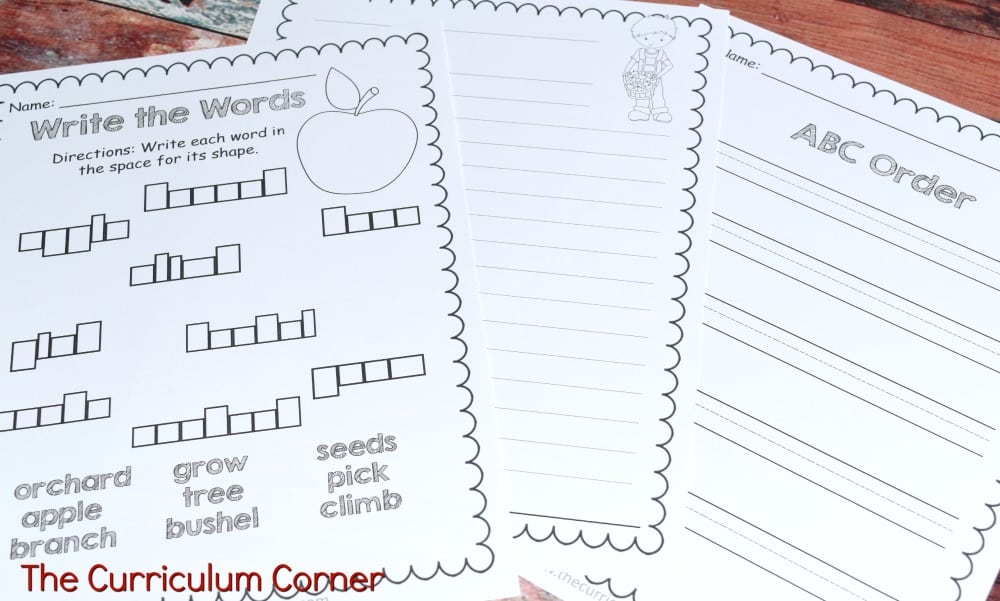 FREE Apple Picking Word Work from The Curriculum Corner 4