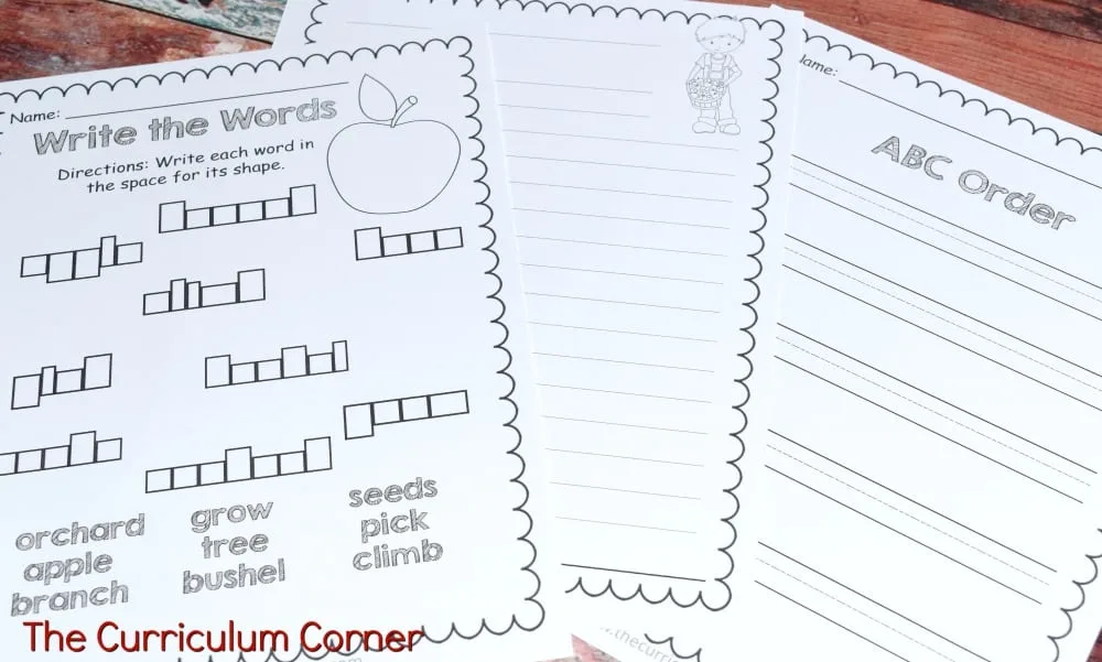 FREE Apple Picking Word Work from The Curriculum Corner 4