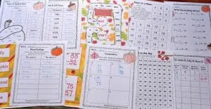 FREE fall math & fall literacy center activities from The Curriculum Corner 1