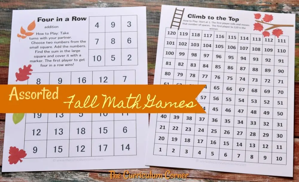 FREE fall math & fall literacy center activities from The Curriculum Corner 3