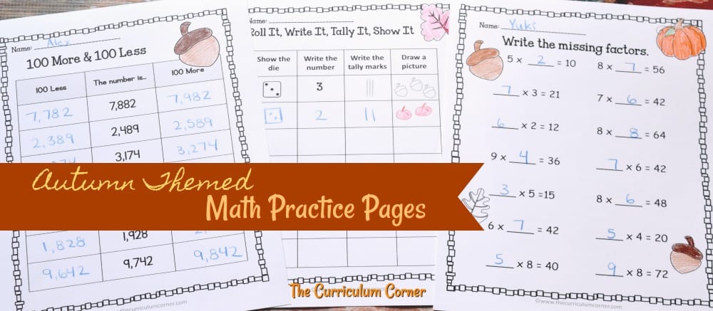 FREE fall math & fall literacy center activities from The Curriculum Corner 2