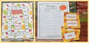 FREE fall math & fall literacy center activities from The Curriculum Corner 6