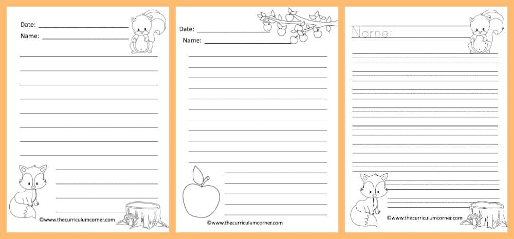 FREE Fall Lined Papers for Writing Workshop from The Curriculum Corner 2