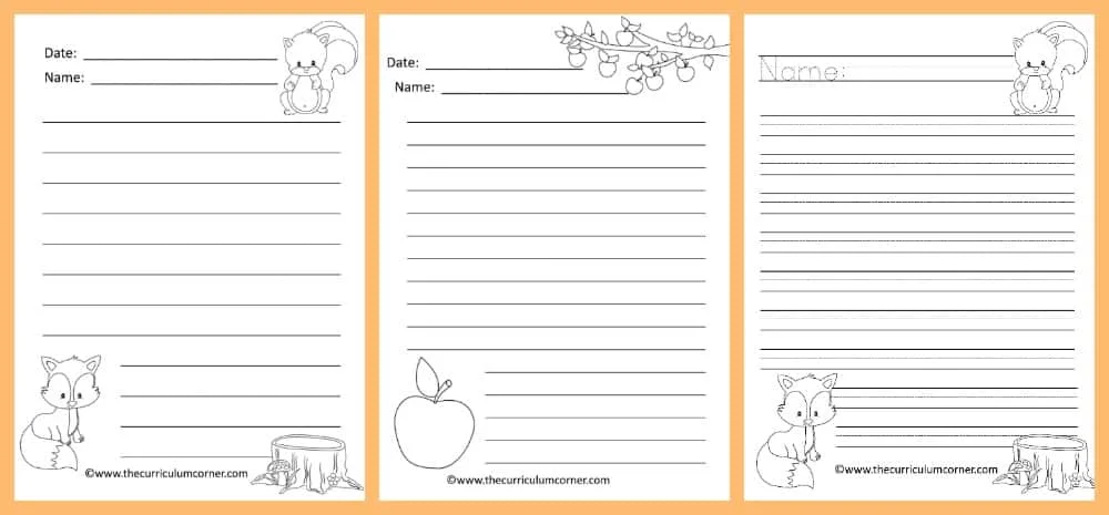 FREE Fall Lined Papers for Writing Workshop from The Curriculum Corner 2