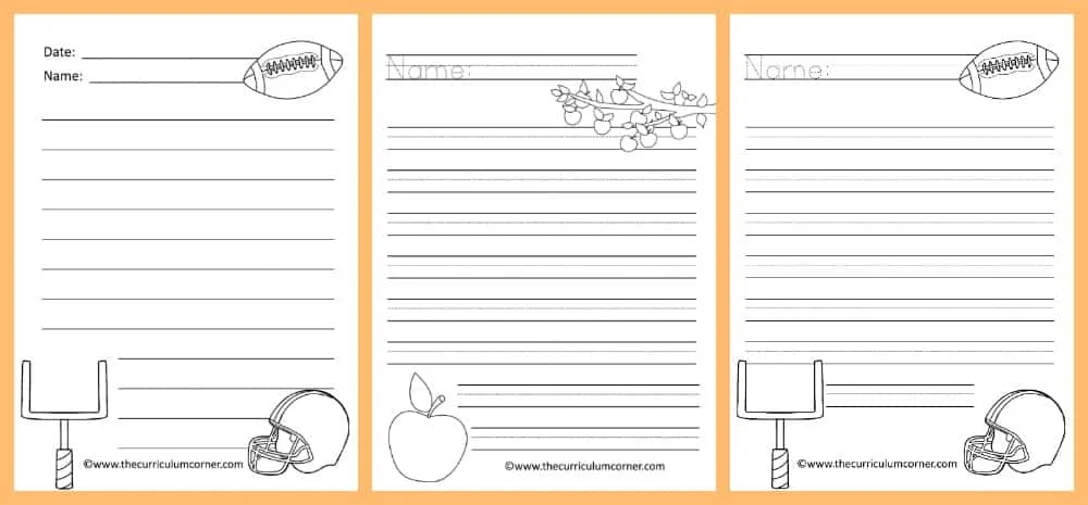FREE Fall Lined Papers for Writing Workshop from The Curriculum Corner 3