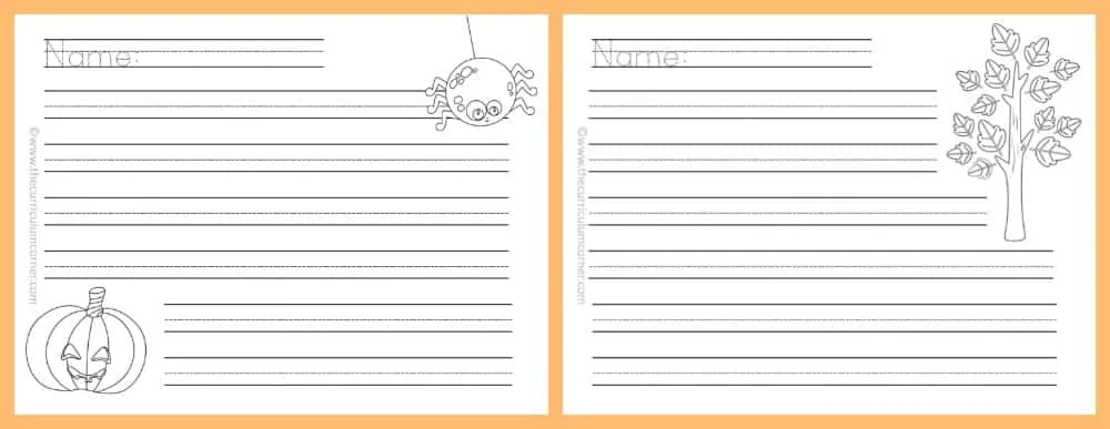 FREE Fall Lined Papers for Writing Workshop from The Curriculum Corner 6