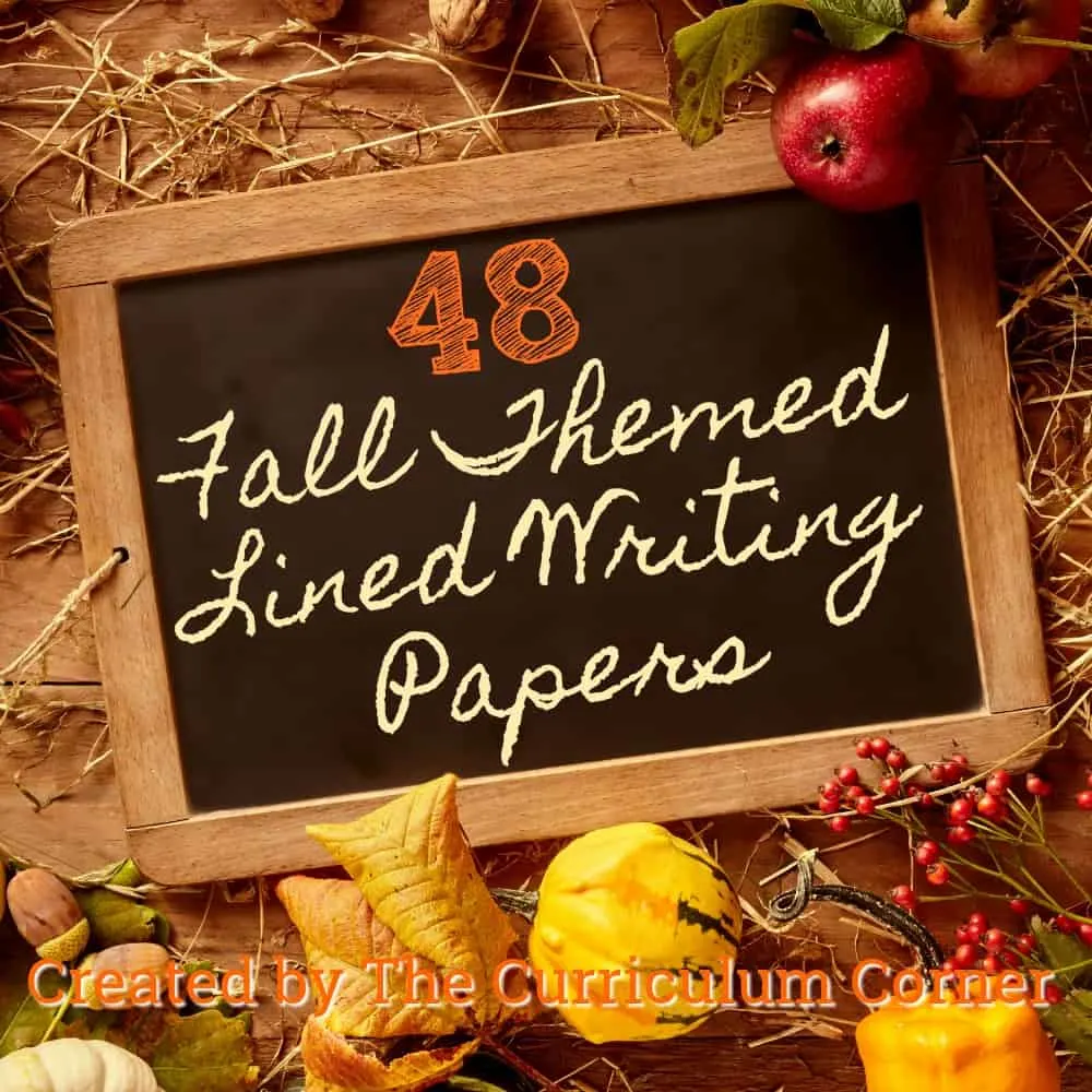FREE Fall Lined Papers for Writing Workshop from The Curriculum Corner 2
