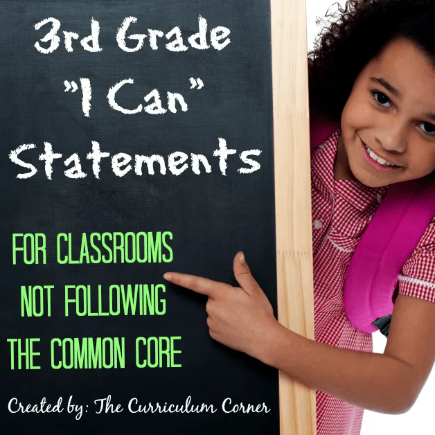 FREE 3rd Grade Kid Friendly Standards from The Curriculum Corner | NOT Common Core Many Resources Available