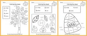 Fall Color by Number | Fall Color Key | Math Practice | Addition Facts | FREE from The Curriculum Corner 4