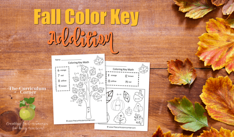 Fall Color Key Addition - The Curriculum Corner 123