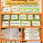 FREE Fall Literacy Pack from The Curriculum Corner | Word Work | Fluency Sentences | Write the Room & more