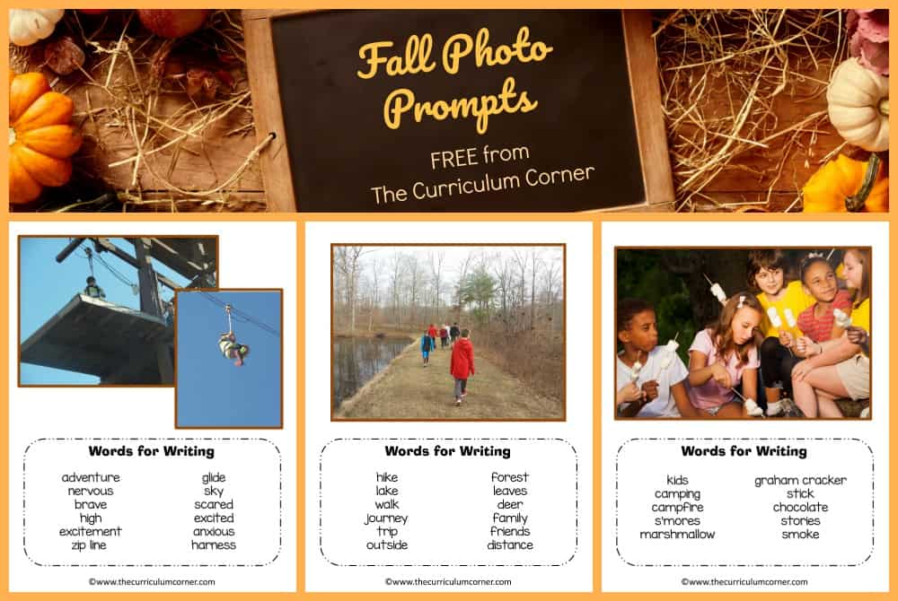 FREE Fall Photo Prompts for Writing from The Curriculum Corner